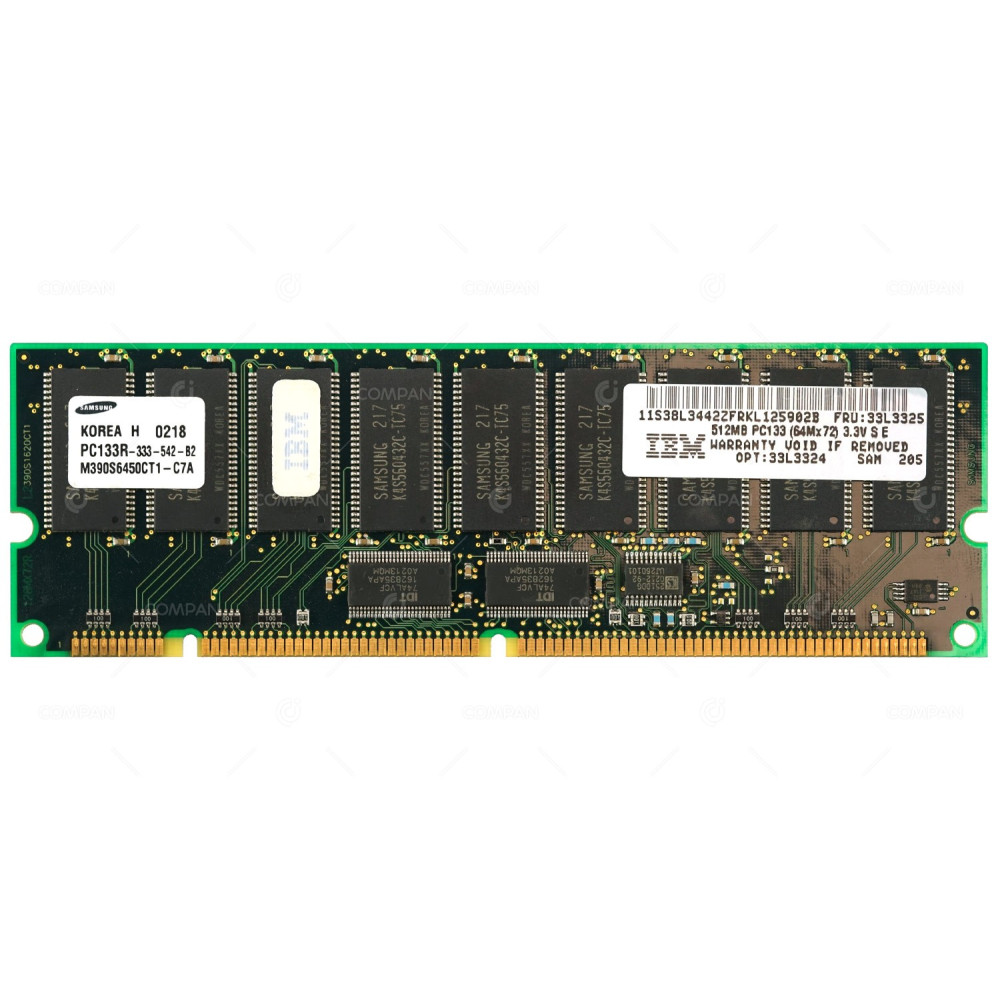 33L3325 IBM MEMORY 512MB PC133R 64MX72 ECC 168 PIN SDRAM RDIMM XSERIES 33L3324